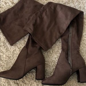 Thigh high faux suede boots